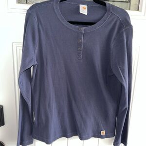 Carhartt Blue Long Sleeve Henley Shirt